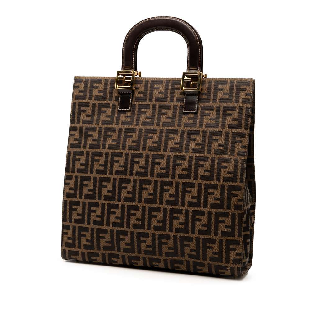 Fendi Zucca Canvas Twins Tote Brown Canvas Very good - Back View
