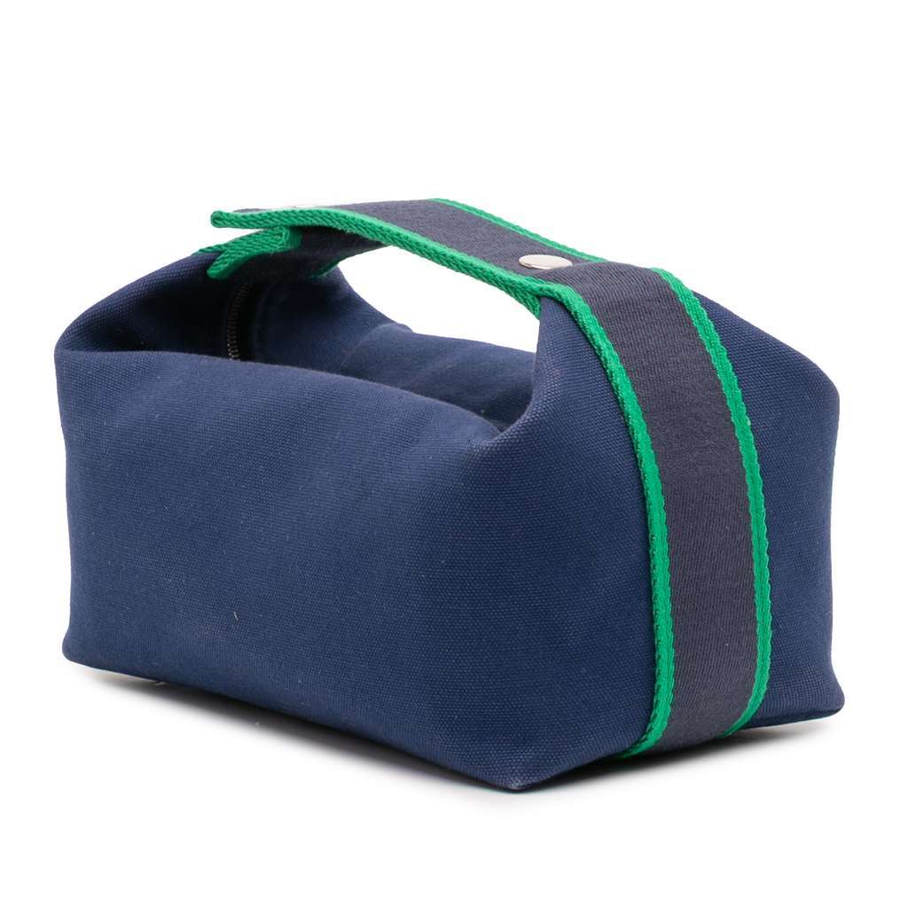 Hermès Small Canvas Bride A Brac Case Blue Canvas Very good condition - Back View