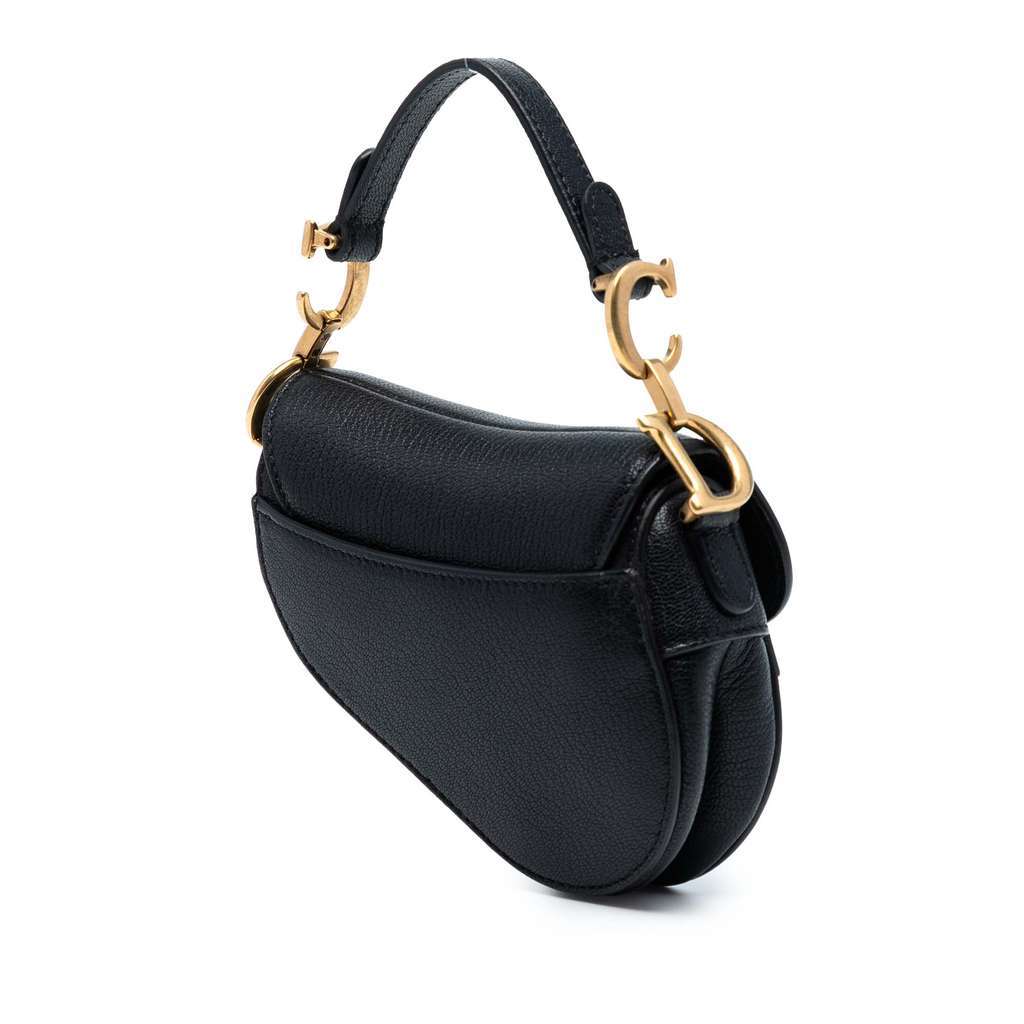 Dior Micro Goatskin Saddle Black Leather Very good condition - Back View