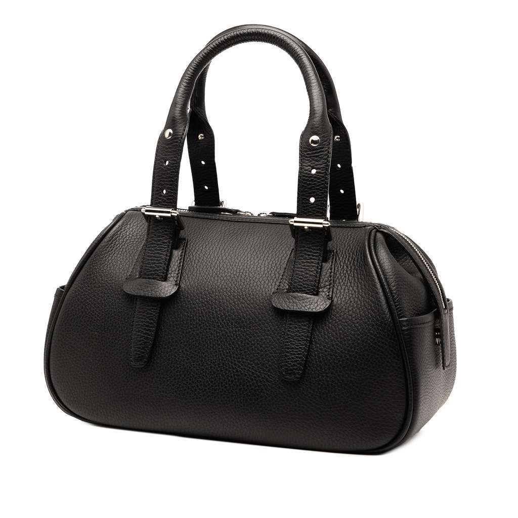 Burberry Leather Boston Bag Black Leather Good - Back View