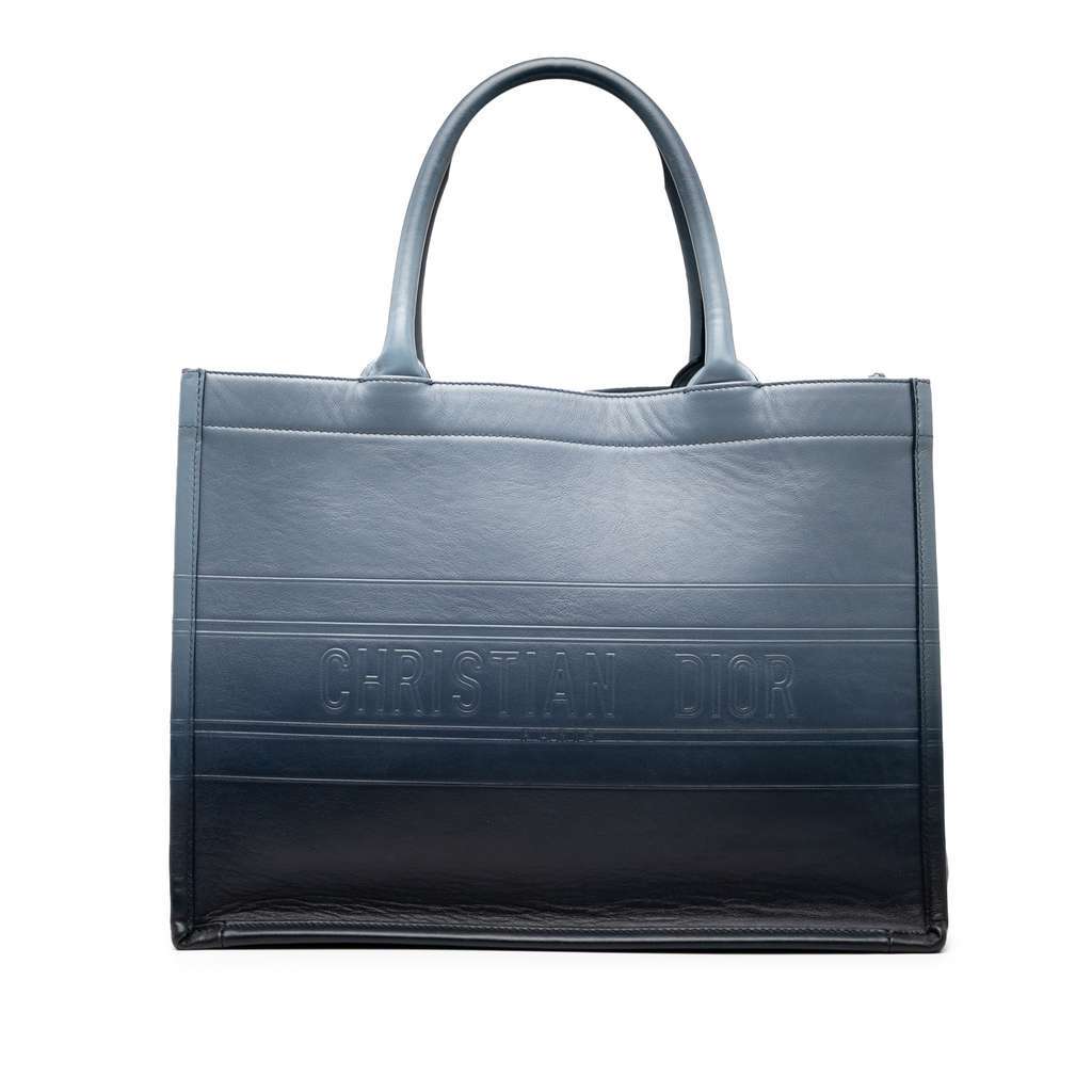 Dior Medium Ombre Embossed Leather Book Tote Blue Leather Very good - Front View
