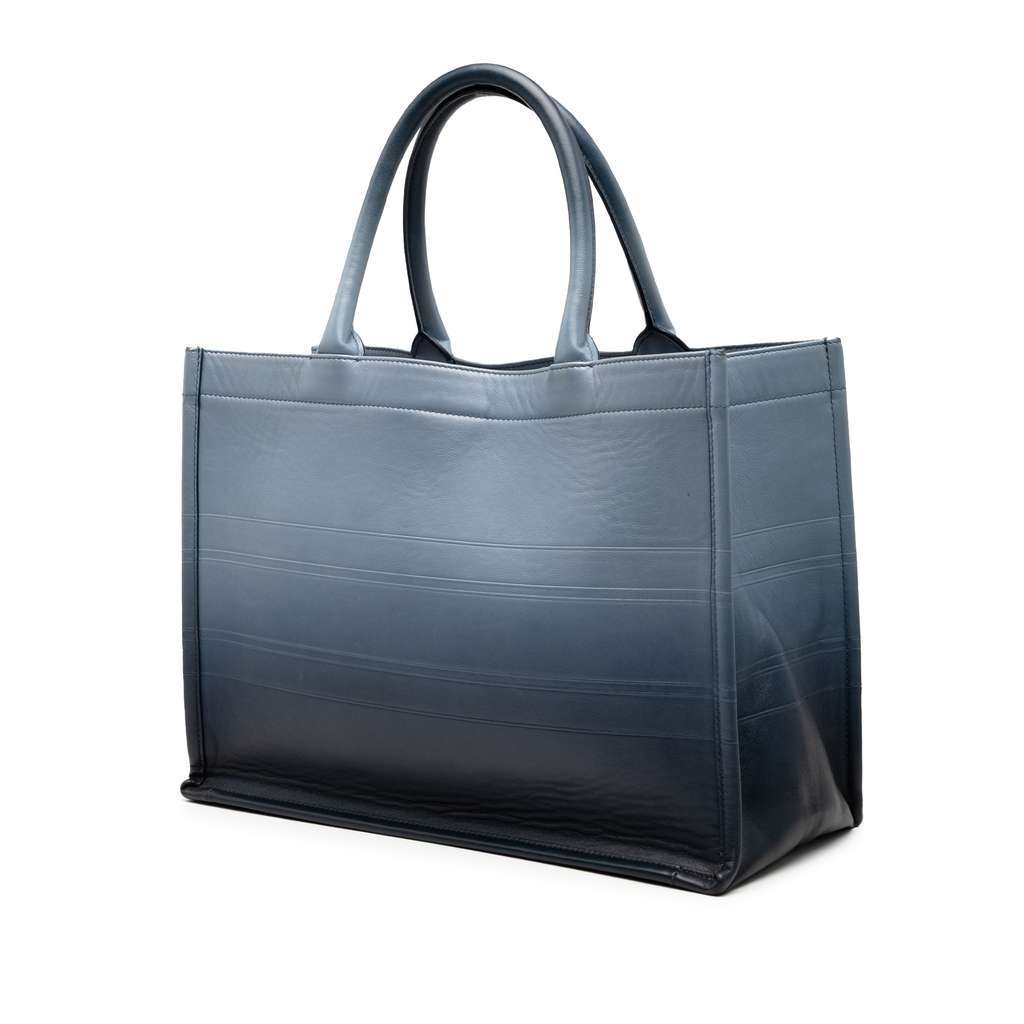Dior Medium Ombre Embossed Leather Book Tote Blue Leather Very good - Back View