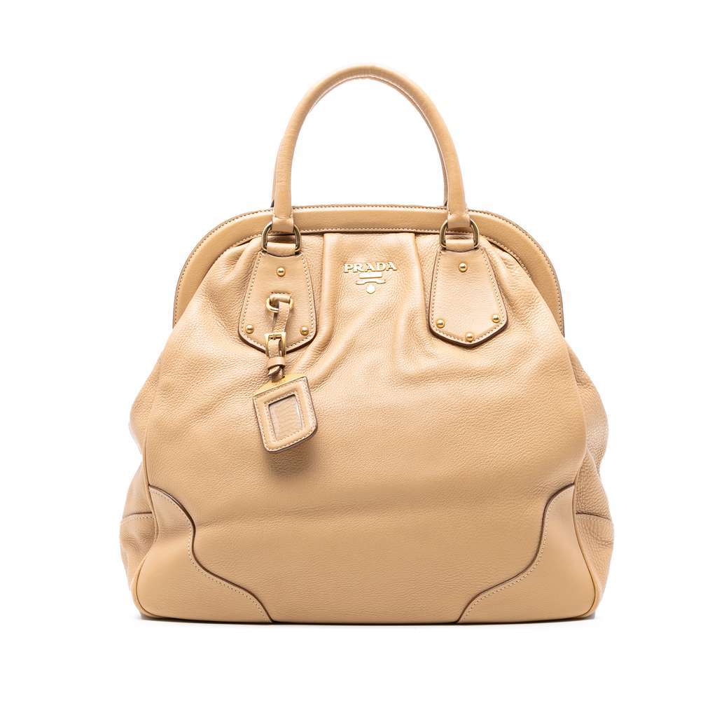 Prada Cervo Antik Frame Handbag Brown Leather Very good condition - Front View
