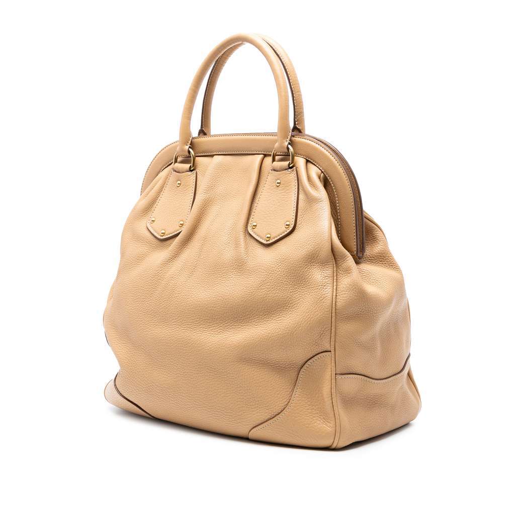 Prada Cervo Antik Frame Handbag Brown Leather Very good condition - Back View