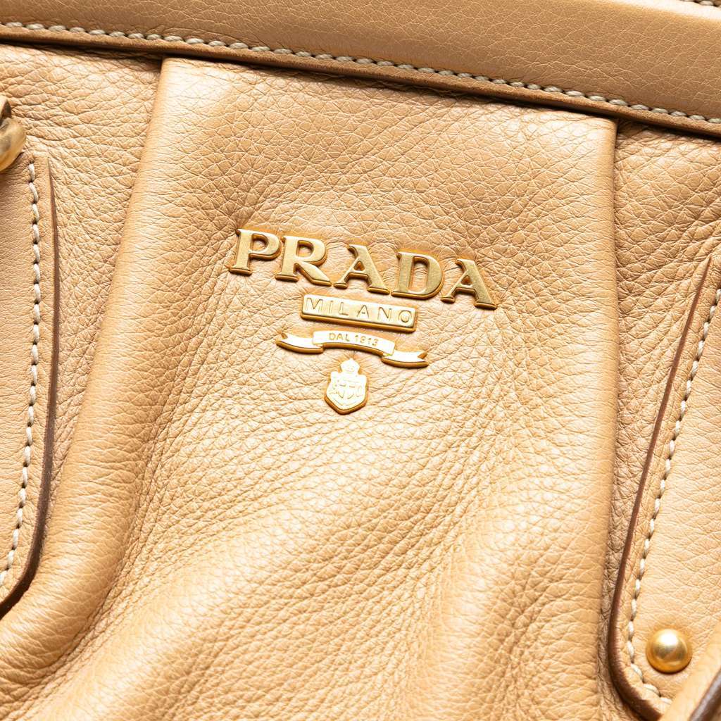 Prada Cervo Antik Frame Handbag Brown Leather Very good condition - Box View