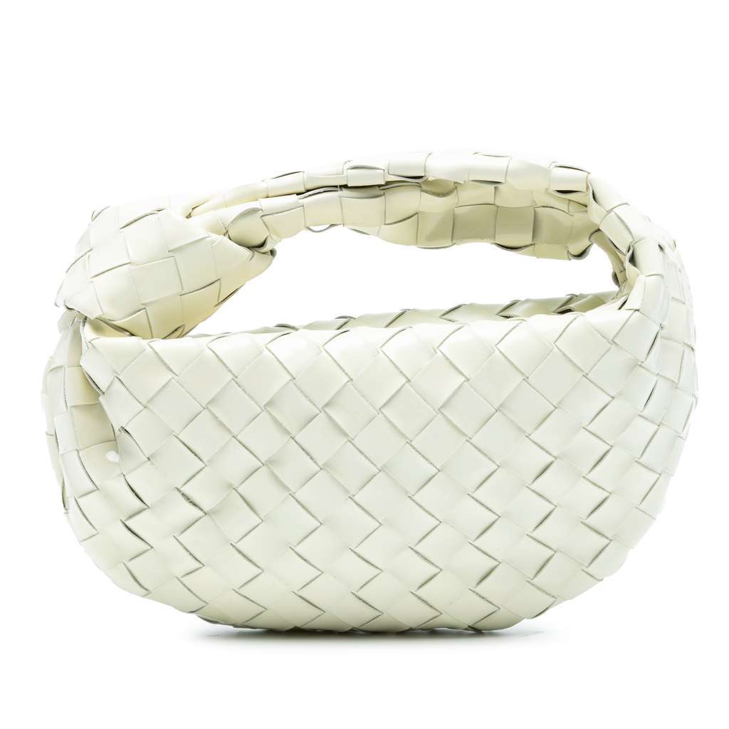 Bottega Veneta Mini Patent Intrecciato Jodie White Leather Good condition - Front View