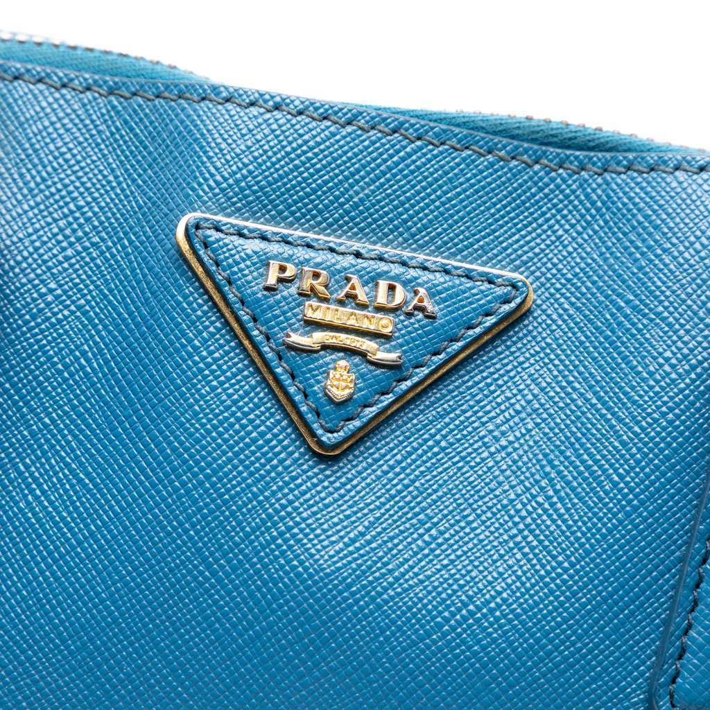 Prada Medium Saffiano Lux Promenade Satchel Blue Leather Very good - Box View