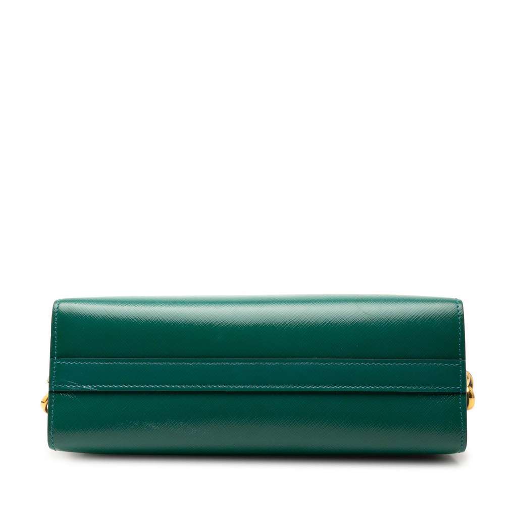 Prada Bicolor Saffiano Vernice Esplanade Crossbody Green Leather Very good - Inside View