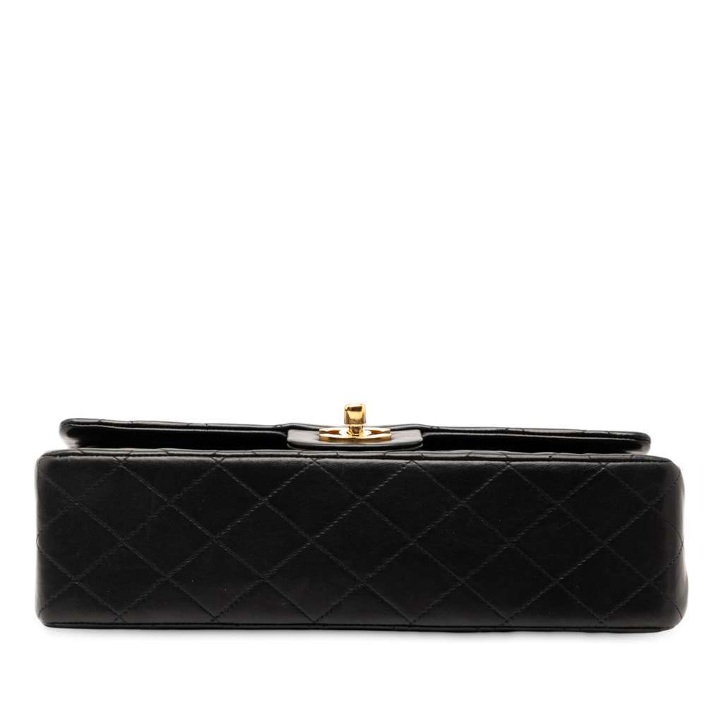 Chanel Medium Classic Lambskin Double Flap Black Leather Good - Inside View