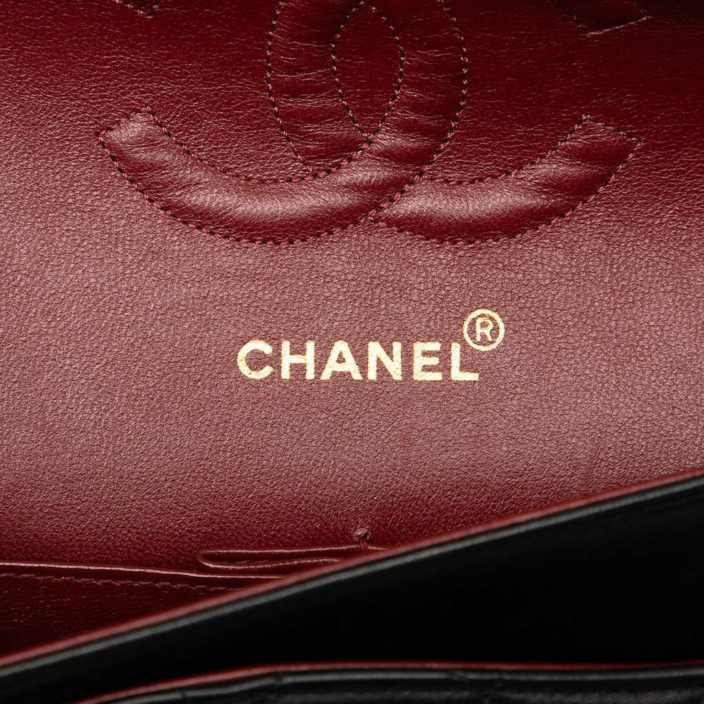 Chanel Medium Classic Lambskin Double Flap Black Leather Good - Box View