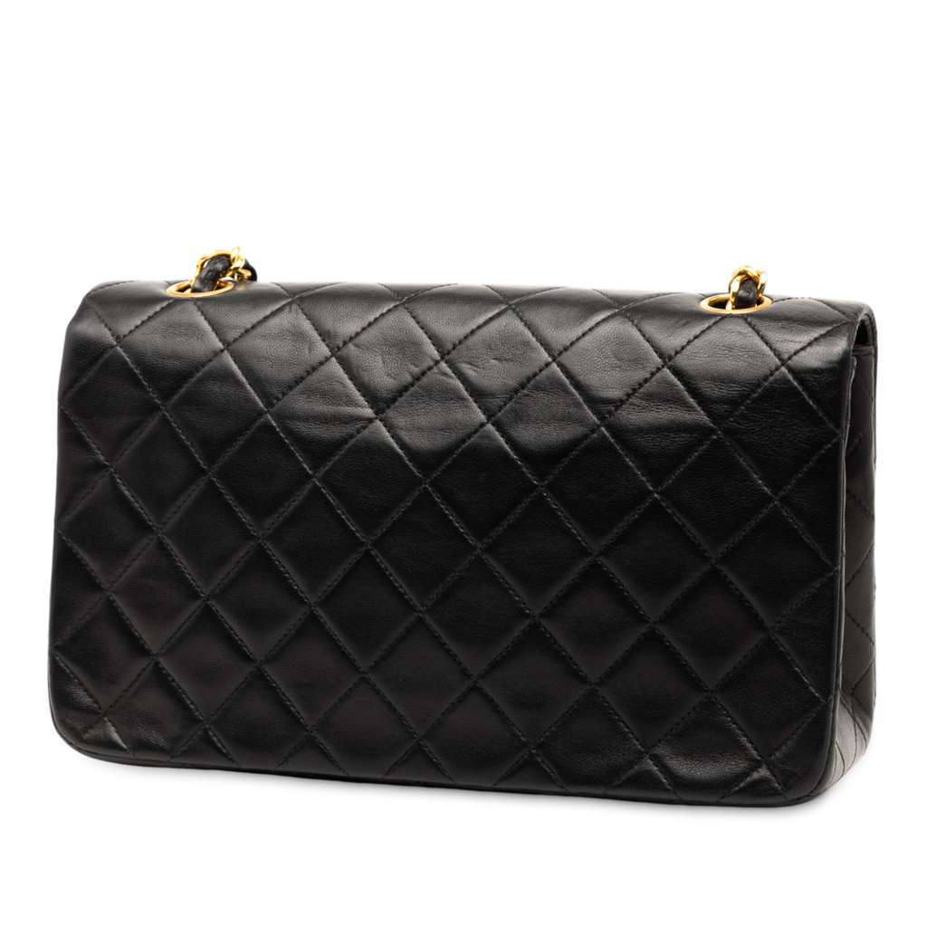 Chanel Medium Quilted Lambskin Full Flap Black Leather Good - Back View