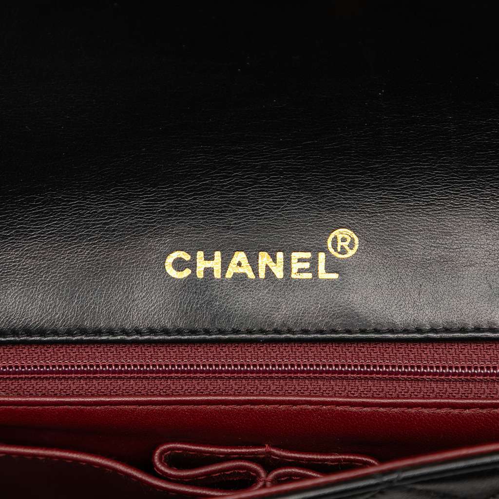 Chanel Medium Quilted Lambskin Full Flap Black Leather Good - Box View