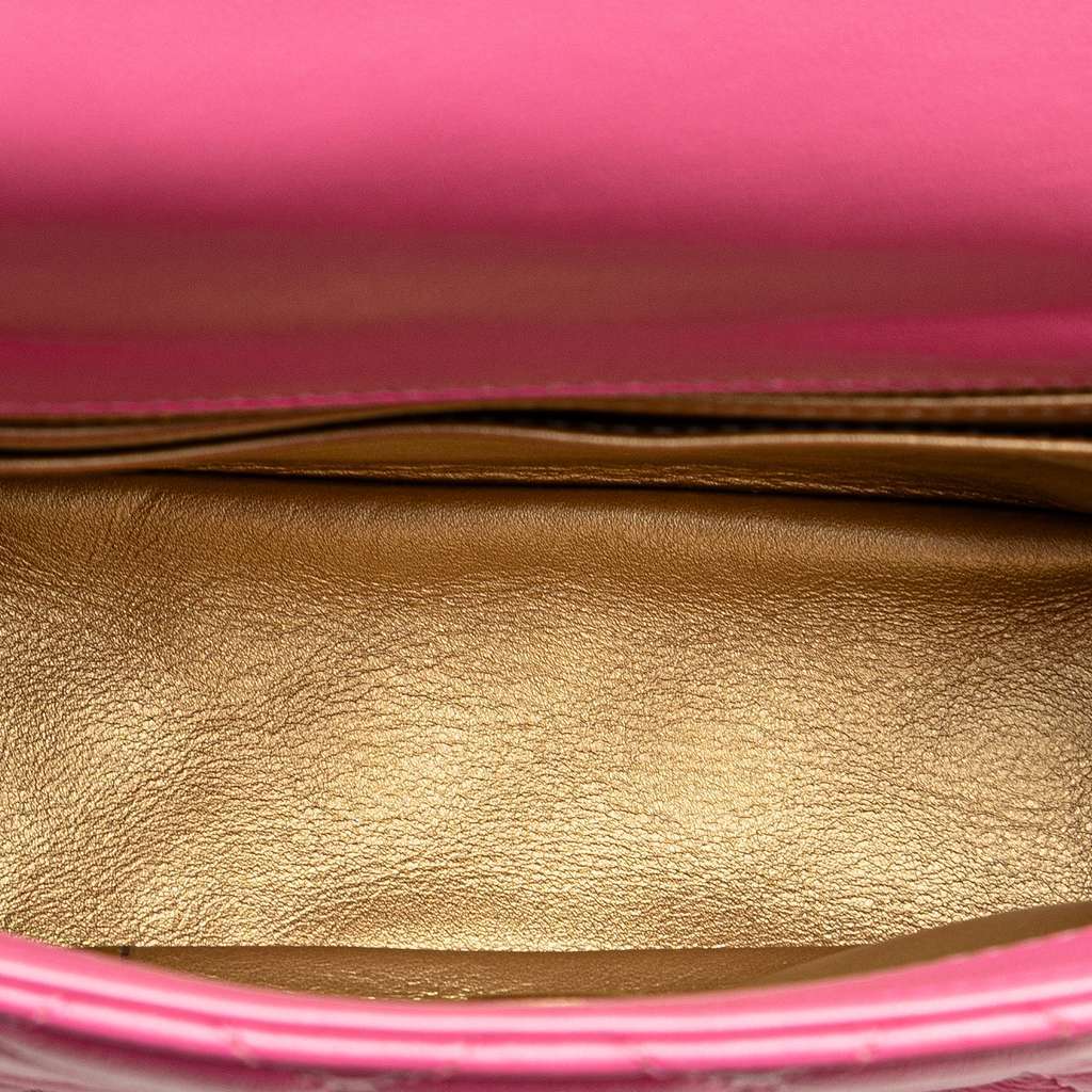 Chanel Mini Square Classic Lambskin Pearl Crush Single Flap Pink Leather Very good - Box View