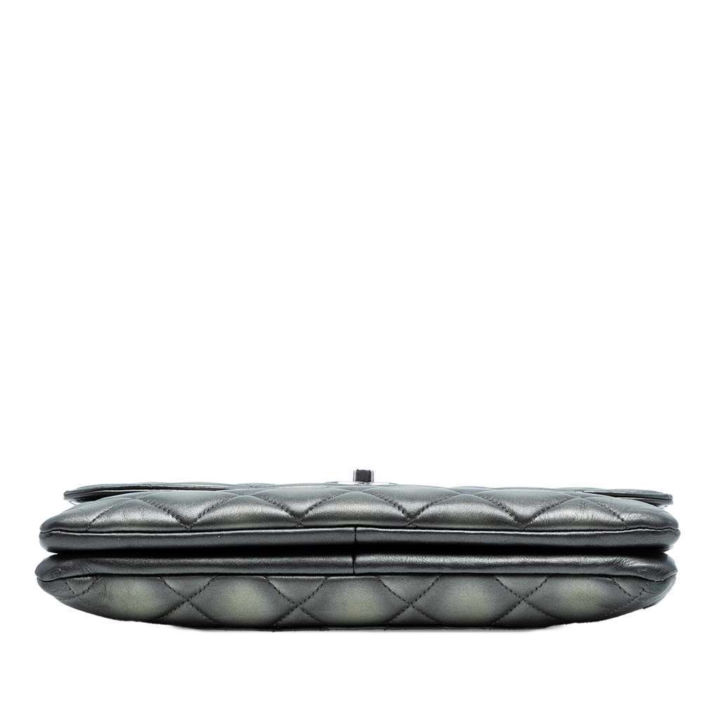 Chanel Quilted Metallic Lambskin Trendy CC Flap Grey Leather Good - Inside View