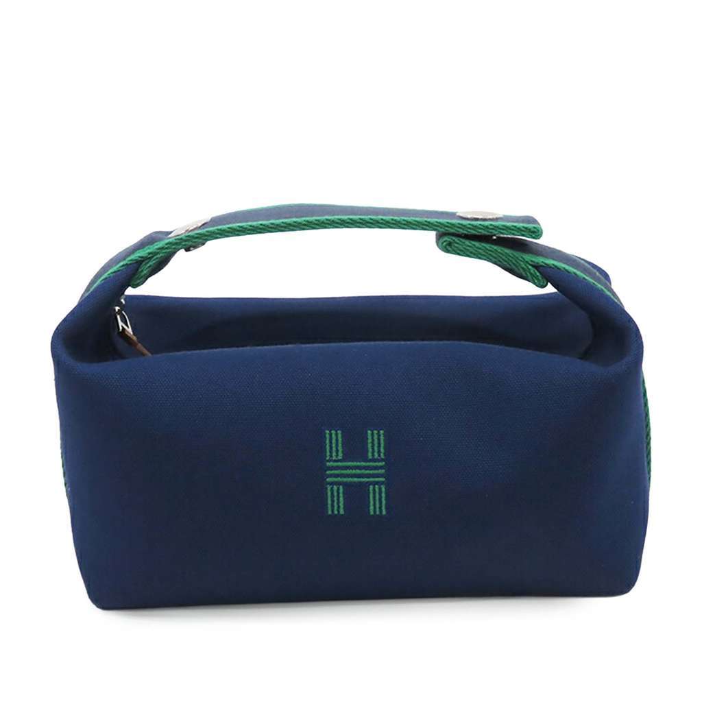 Hermès Small Toile Bride A Brac Case Blue Canvas Good condition - Front View