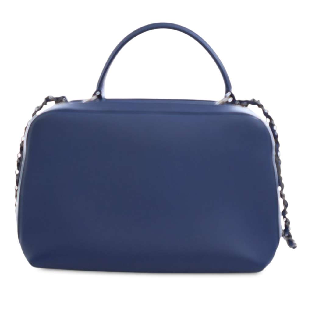 Chanel Medium Calfskin Trendy CC Bowling Bag Blue Leather Good - Inside View