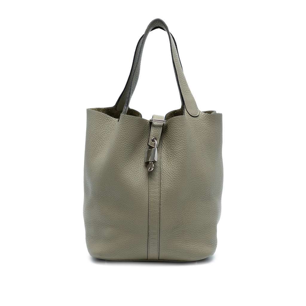 Hermès Clemence Picotin Lock 22 Grey Leather Good condition - Front View
