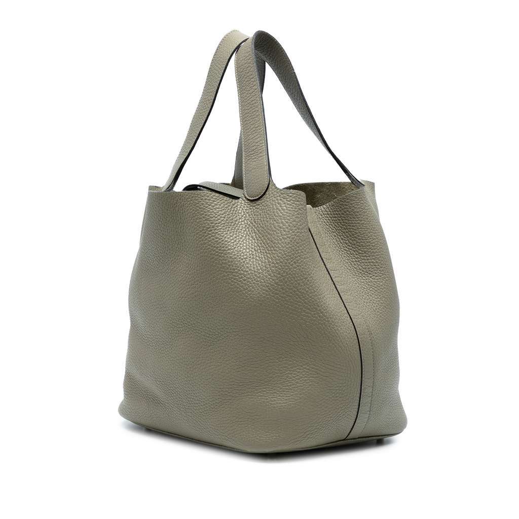 Hermès Clemence Picotin Lock 22 Grey Leather Good condition - Back View