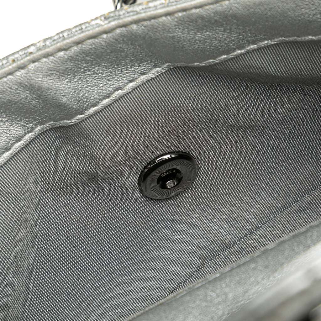 Chanel Mini Perforated Lambskin Punch Flap Silver Leather Very good - Box View