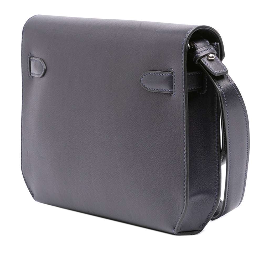 Hermès Evergrain Kelly Depeches Pouch 25 Blue Leather Very good condition - Back View