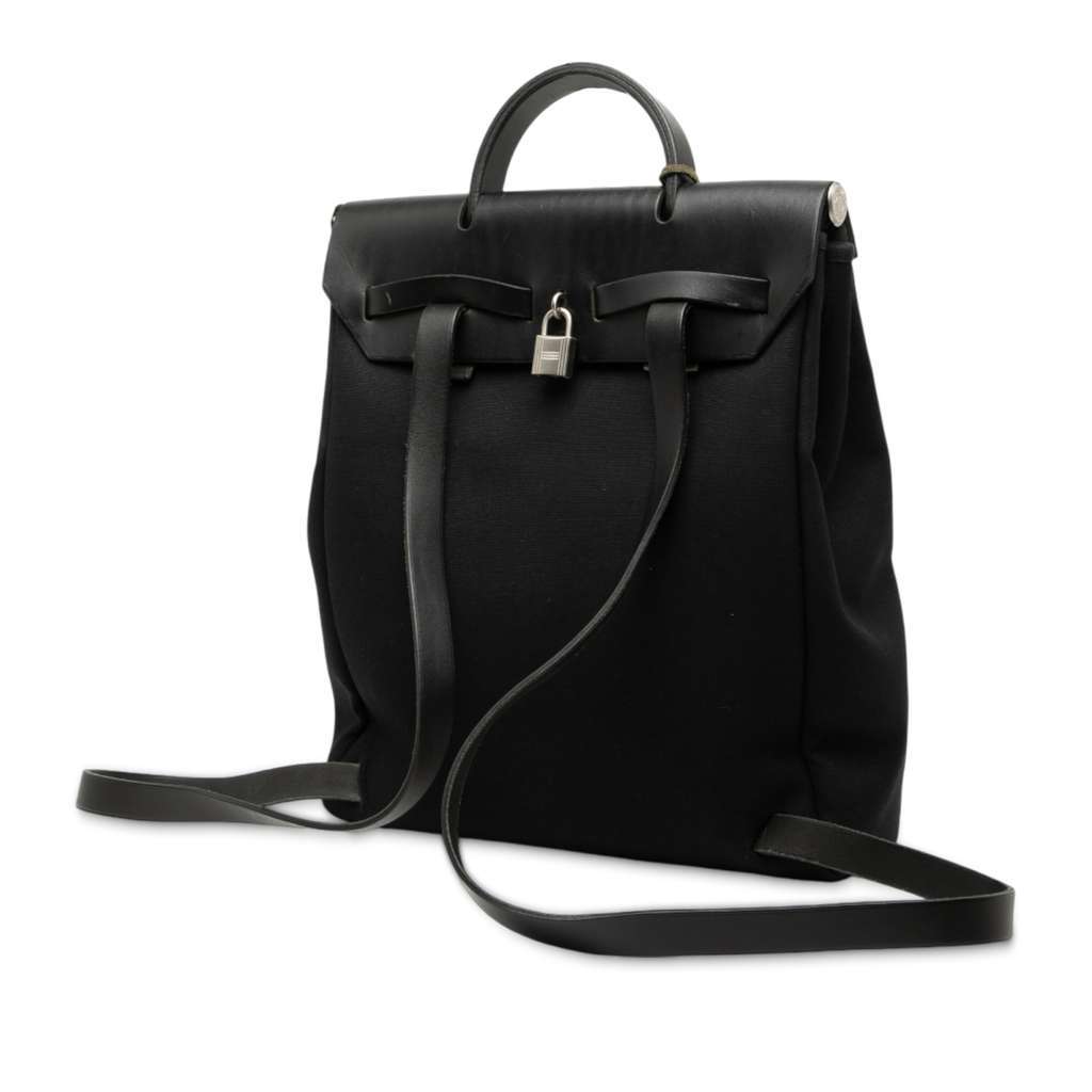 Hermès Toile Herbag GM Backpack Black Canvas Good condition - Back View