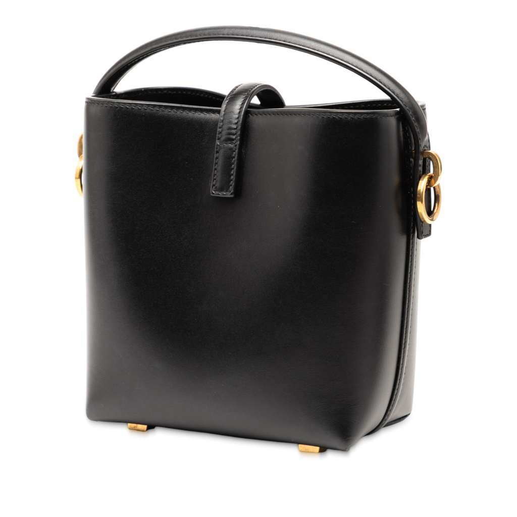 Saint Laurent Mini Shiny Calfskin Le 37 Bucket Bag Black Leather Good condition - Back View