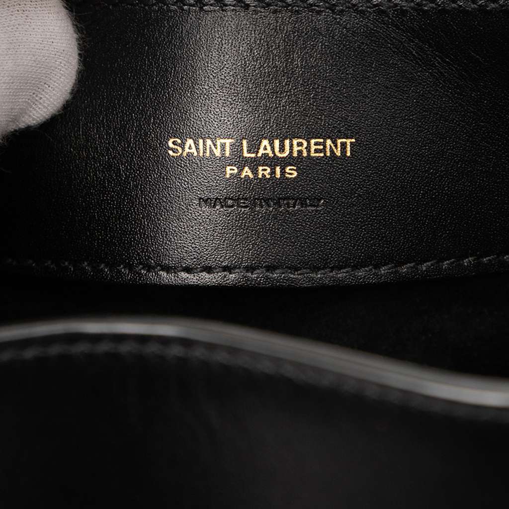 Saint Laurent Mini Shiny Calfskin Le 37 Bucket Bag Black Leather Good condition - Box View