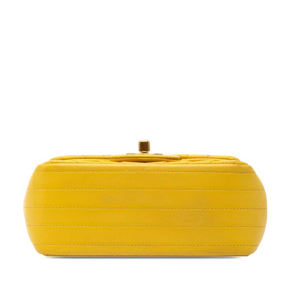 Chanel Mini Square Classic Chevron Lambskin Single Flap Yellow Leather Good condition - Inside View