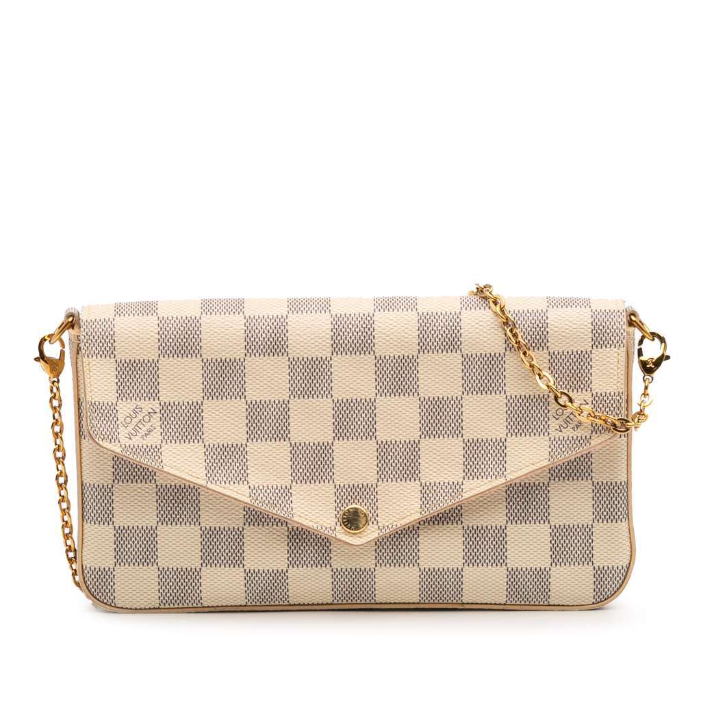 Louis Vuitton Damier Azur Pochette Felicie White Good - Front View