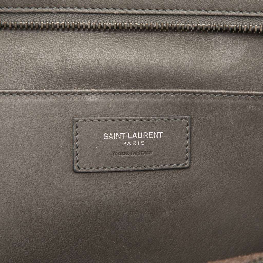 Saint Laurent Small Croc Embossed Trimmed Leather Downtown Cabas Satchel Grey Leather Good - Box View