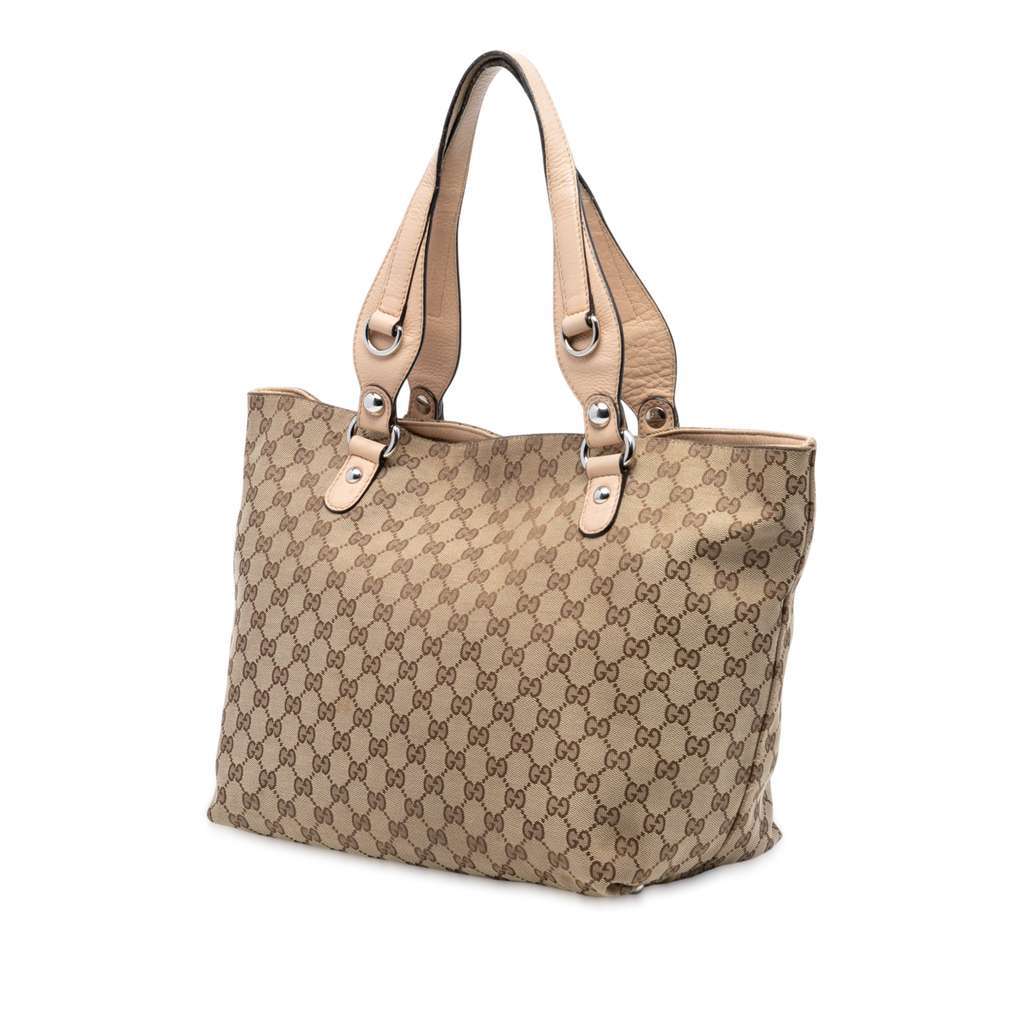 Gucci GG Canvas Icon Bit Tote Brown Canvas Good - Back View