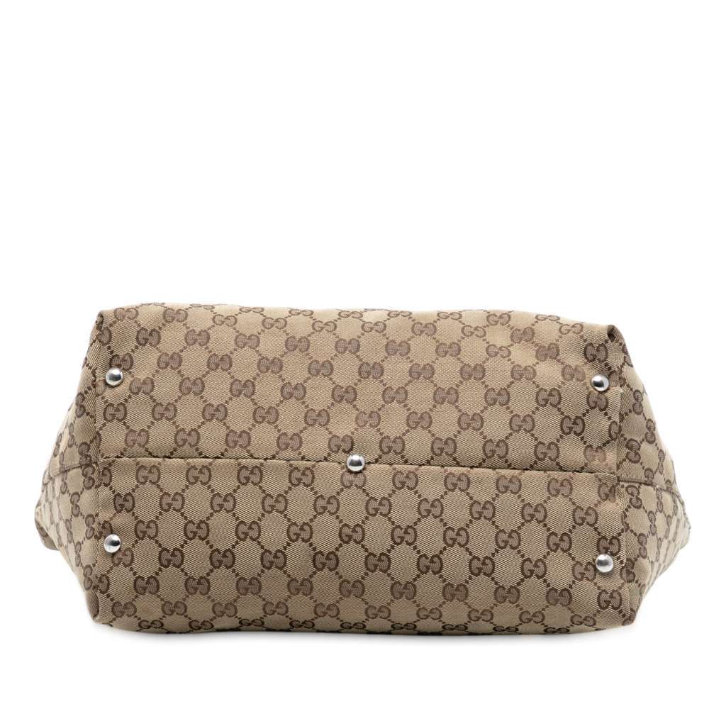 Gucci GG Canvas Icon Bit Tote Brown Canvas Good - Inside View