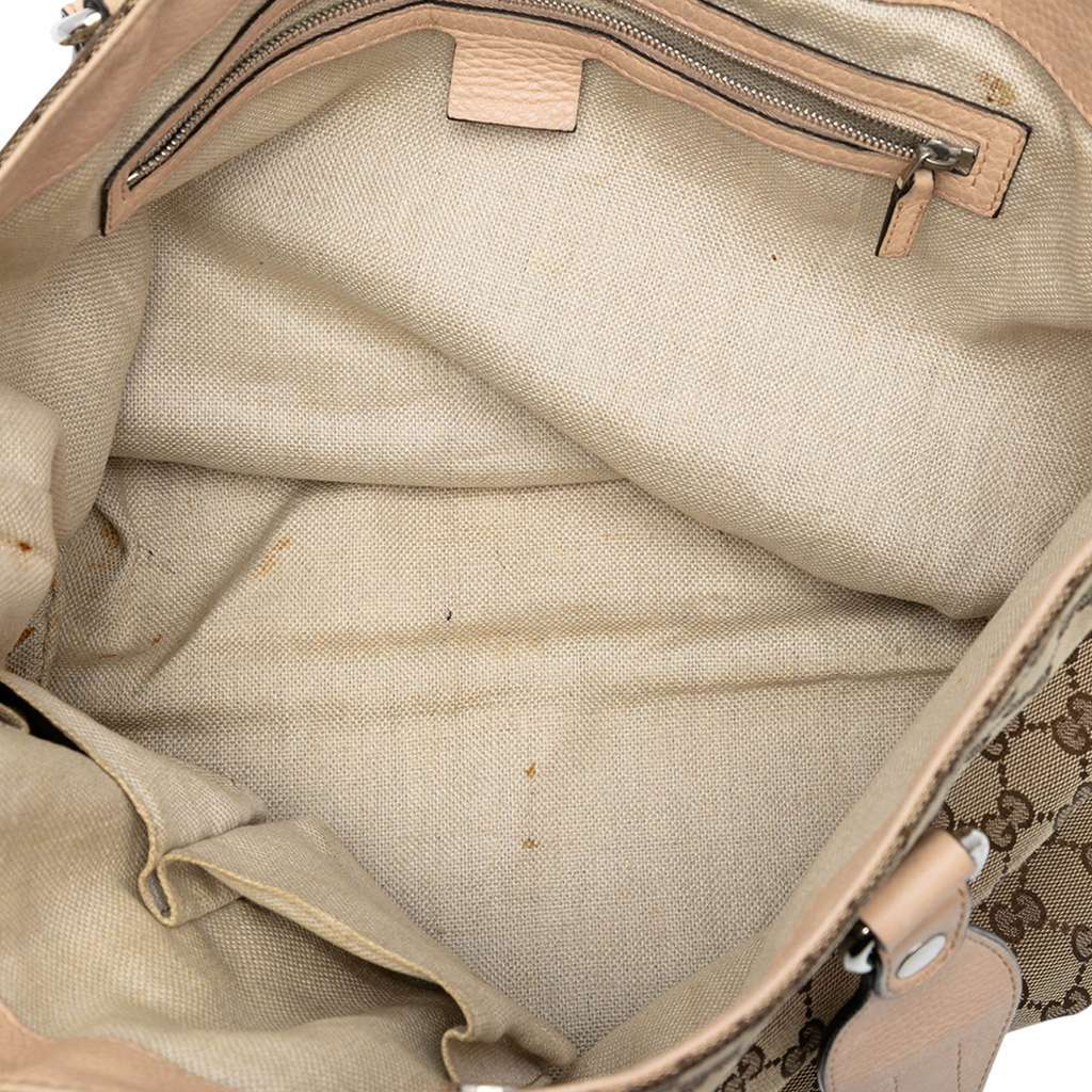 Gucci GG Canvas Icon Bit Tote Brown Canvas Good - Model View