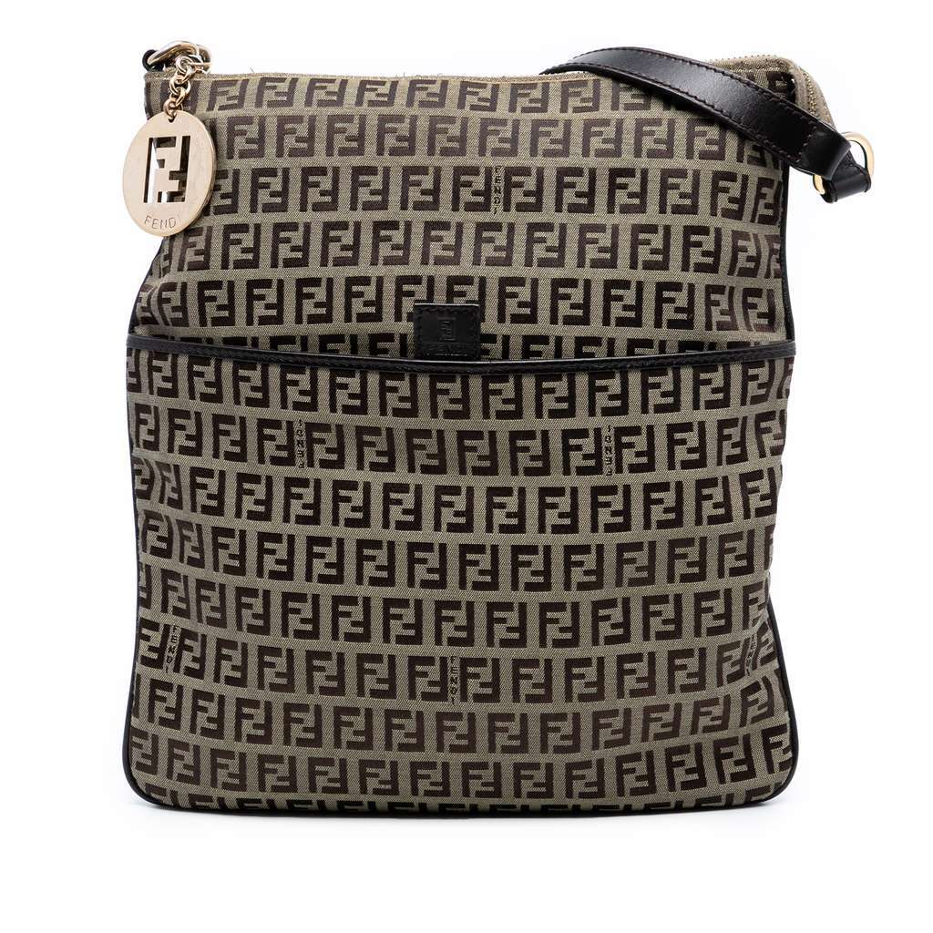 Fendi Zucchino Canvas Crossbody Brown Canvas Very good - Front View