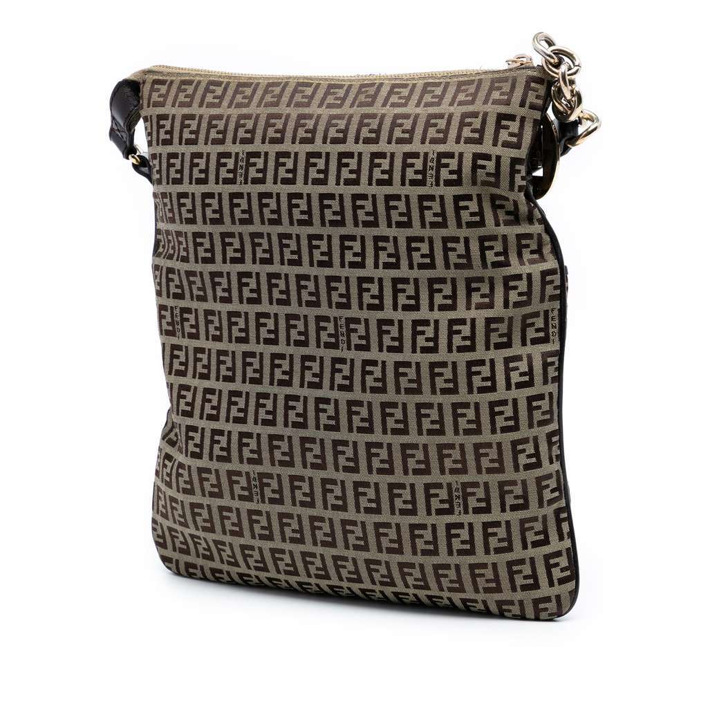 Fendi Zucchino Canvas Crossbody Brown Canvas Very good - Back View