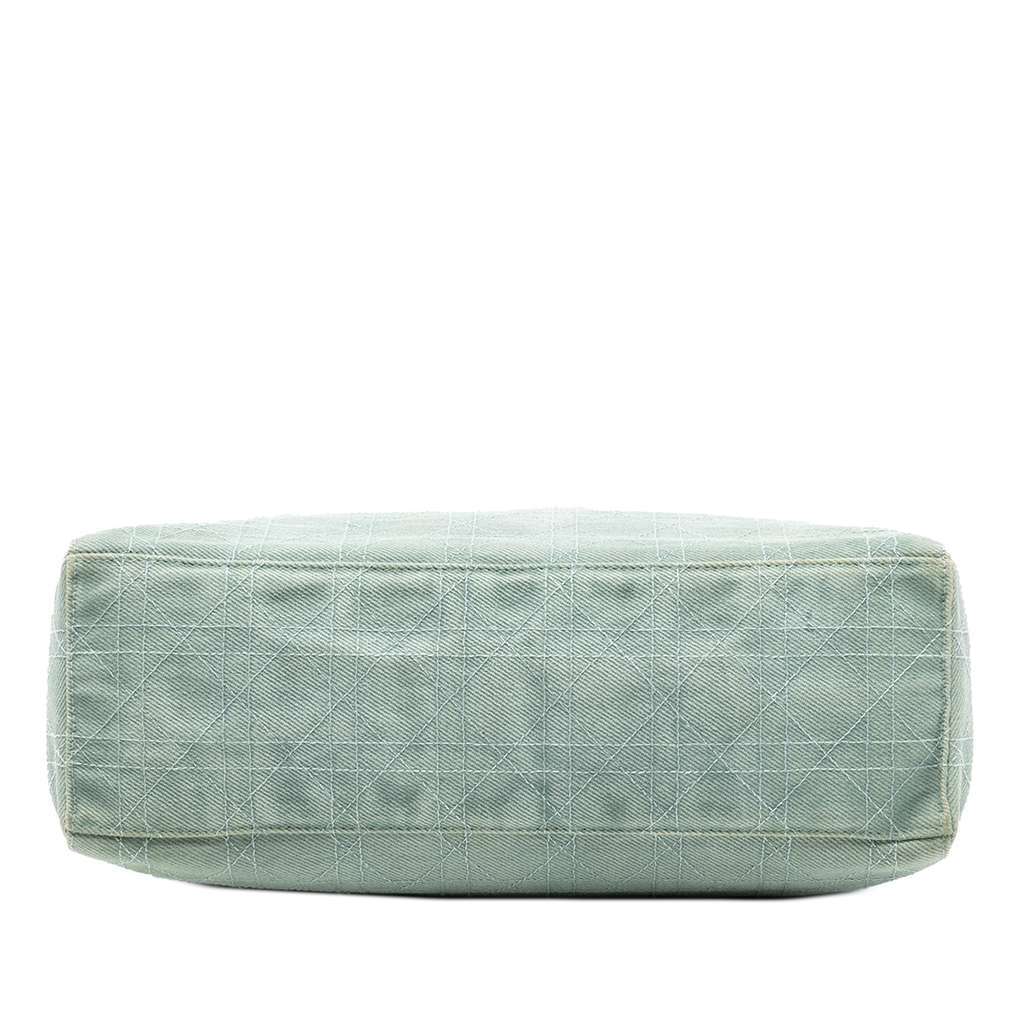 Dior Large Denim Cannage Acrylic Handles Lady Dior Blue Denim Good - Inside View