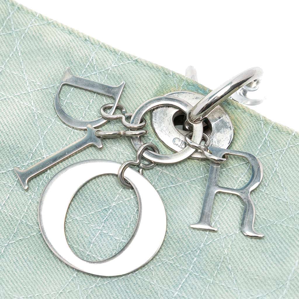 Dior Large Denim Cannage Acrylic Handles Lady Dior Blue Denim Good - Box View