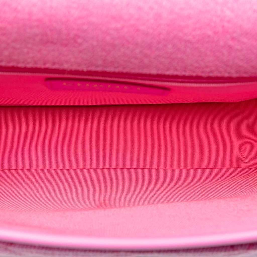 Chanel Small CC Quilted Denim Messenger Flap Pink Denim Very good - Model View