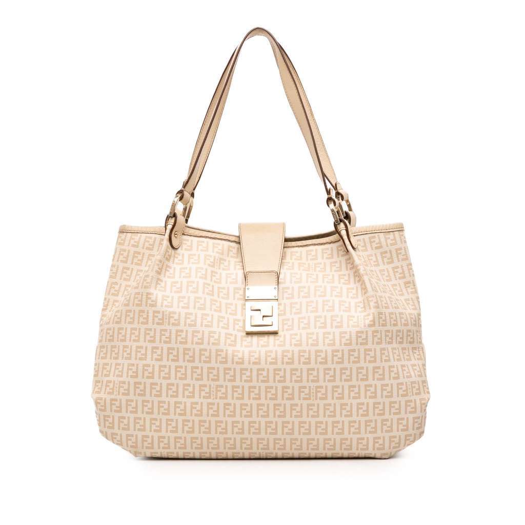 Fendi Zucchino Spalmati Chiusura Tote Brown Canvas Good condition - Front View