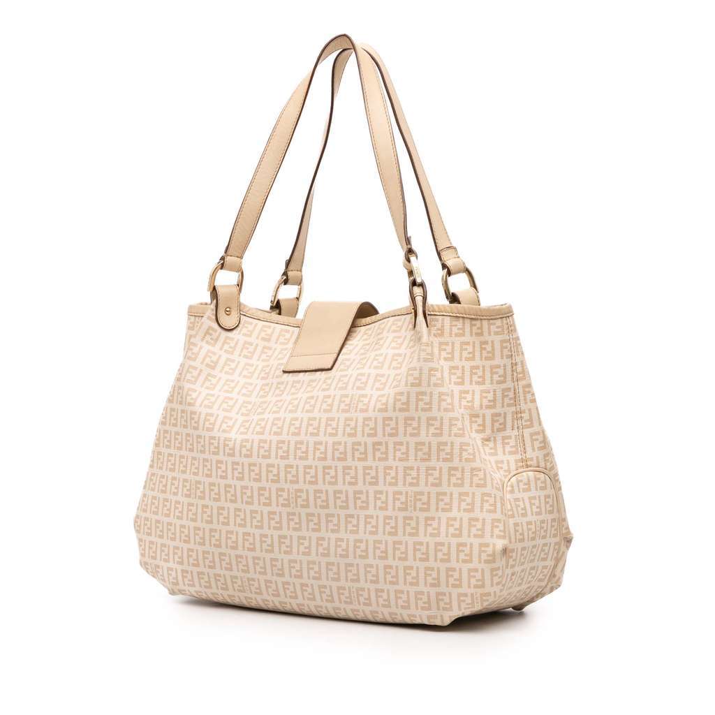 Fendi Zucchino Spalmati Chiusura Tote Brown Canvas Good condition - Back View