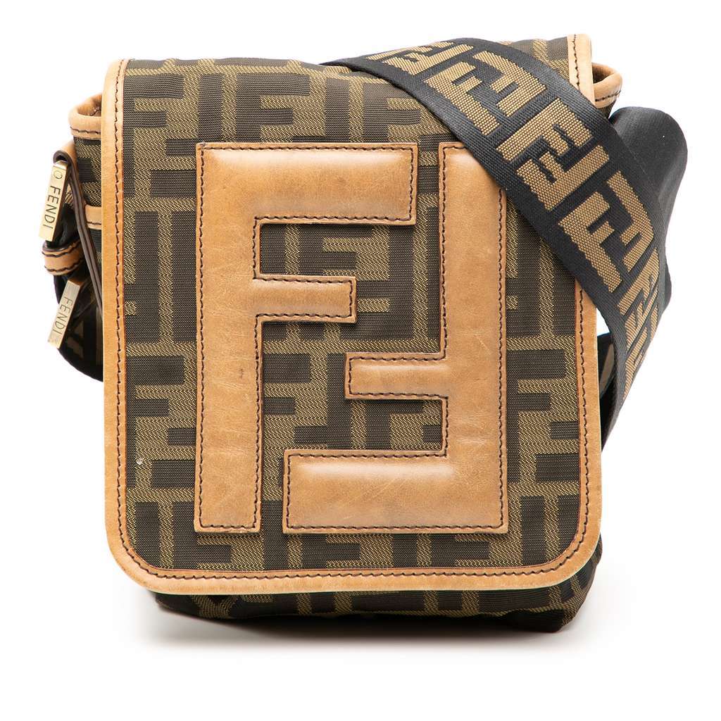 Fendi Mini FF Zucca Canvas Crossbody Brown Canvas Very good - Front View