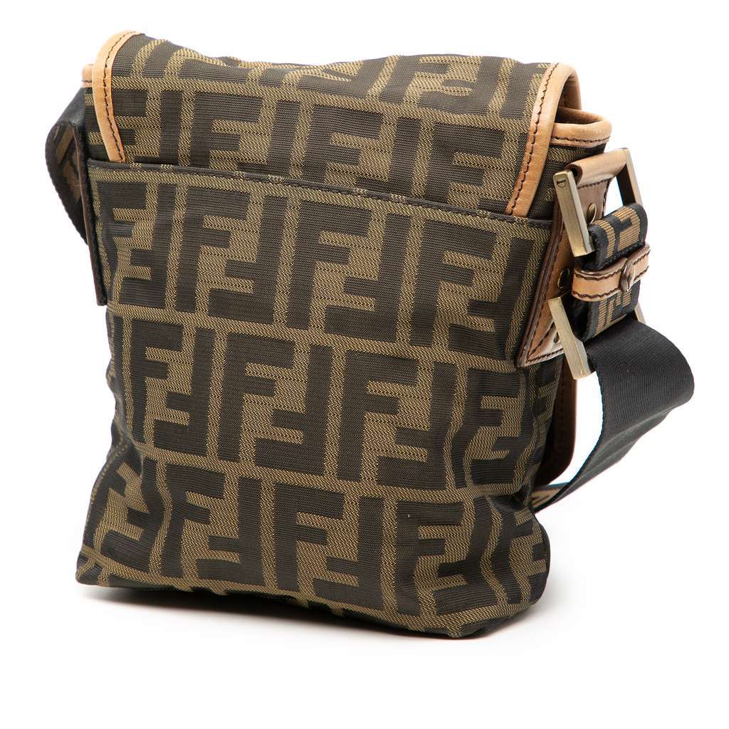 Fendi Mini FF Zucca Canvas Crossbody Brown Canvas Very good - Back View