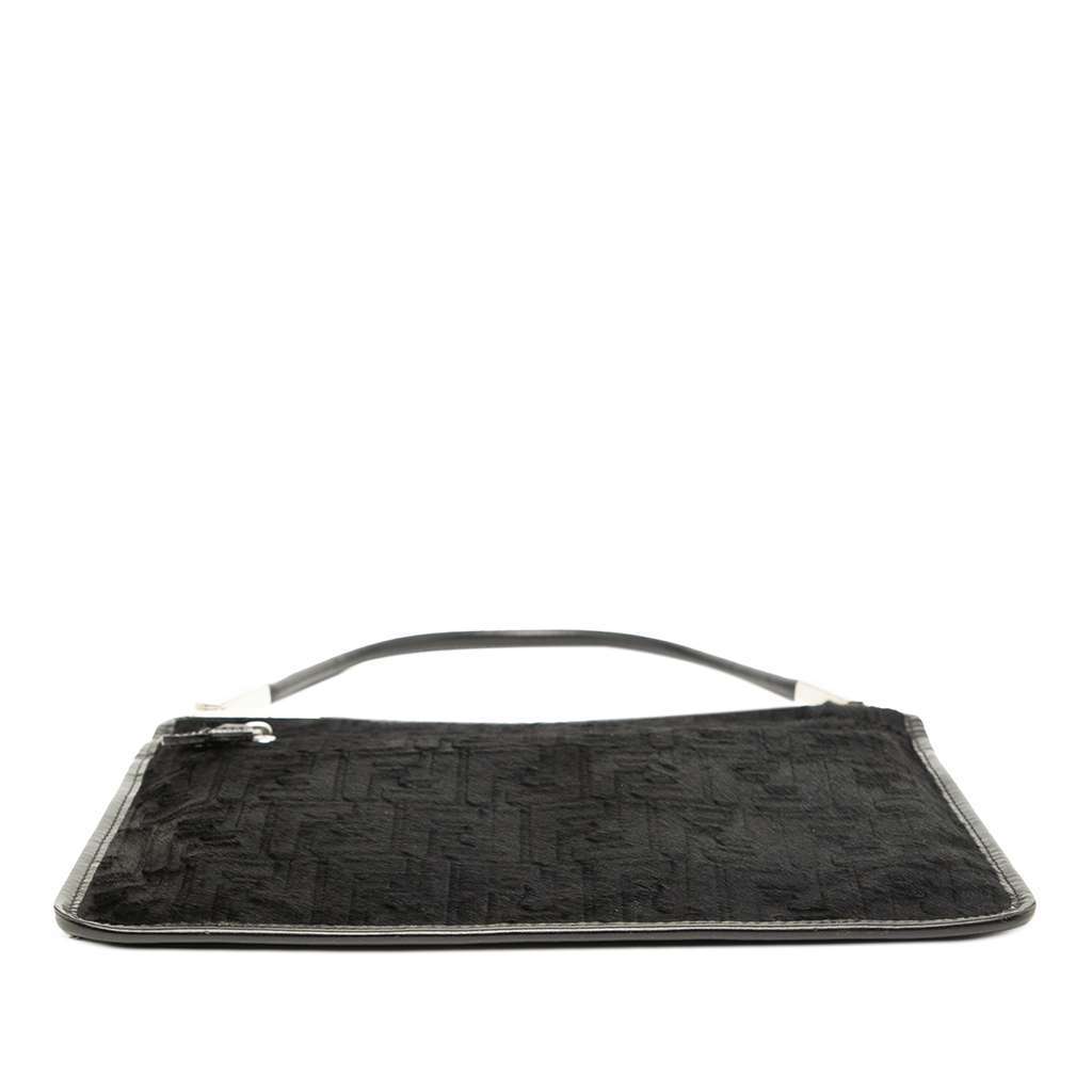 Fendi Zucca Pony Hair Shoulder Bag Black Very good - Inside View