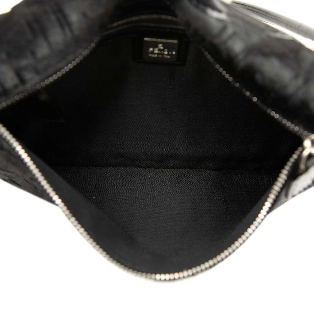 Fendi Zucca Pony Hair Shoulder Bag Black Very good - Model View