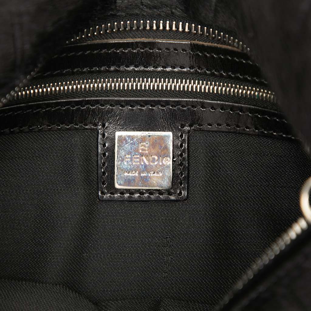 Fendi Zucca Pony Hair Shoulder Bag Black Very good - Box View