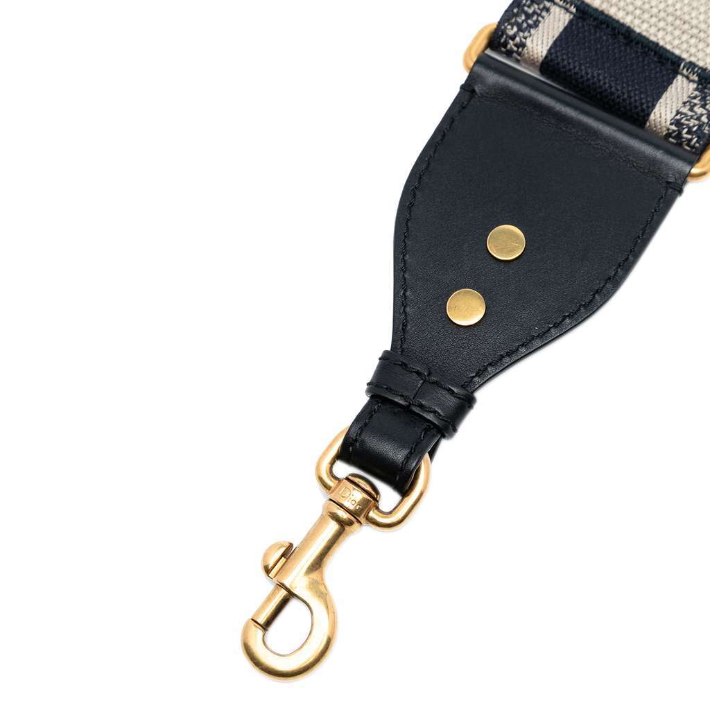 Dior Canvas Logo Embroidered Shoulder Strap Blue Canvas Good - Back View