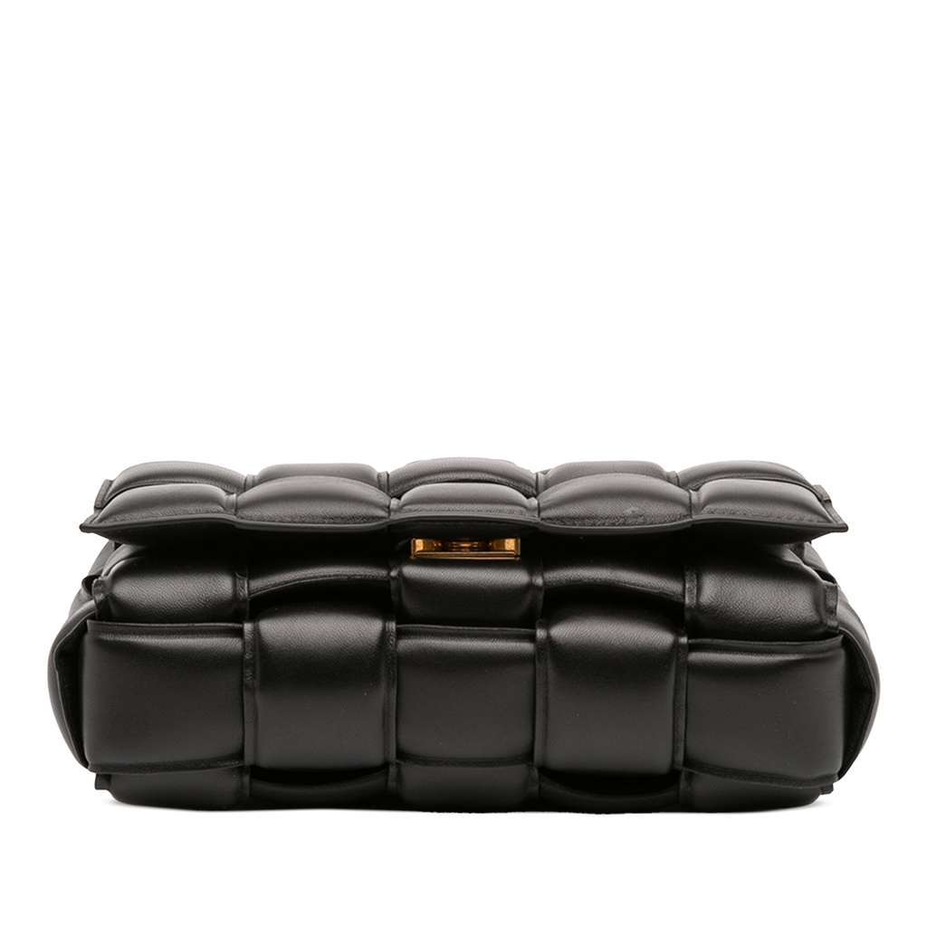 Bottega Veneta Nappa Intrecciato Padded Chain Cassette Satchel Black Leather Good - Inside View