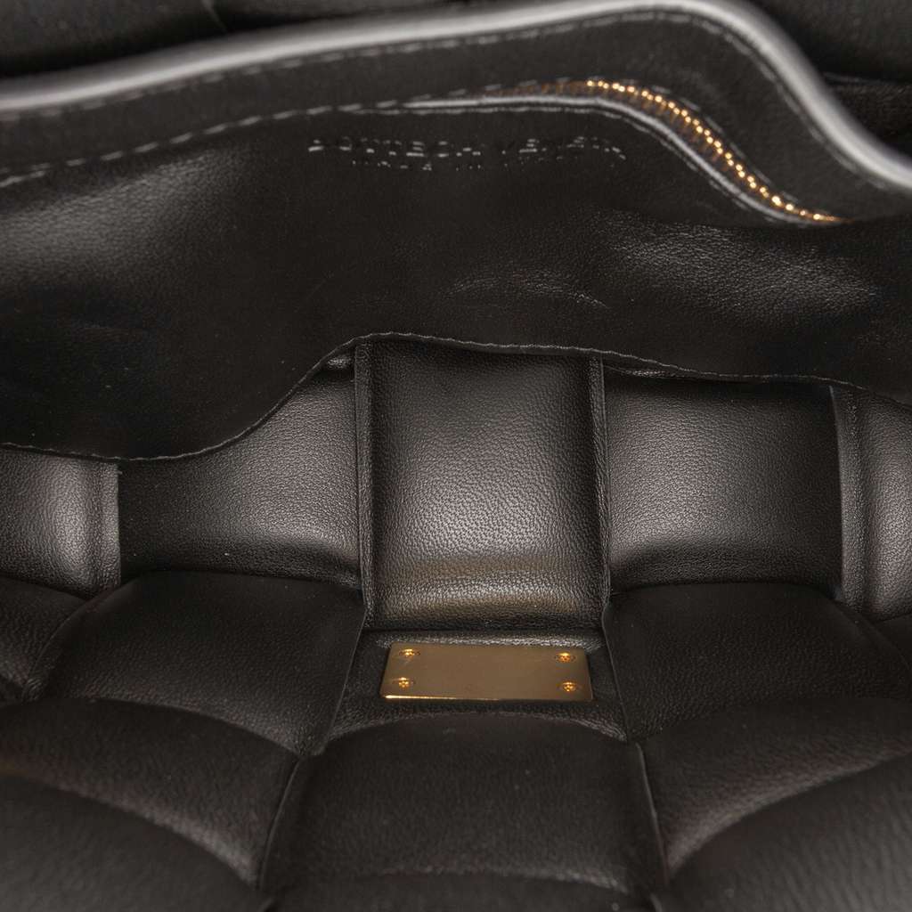 Bottega Veneta Nappa Intrecciato Padded Chain Cassette Satchel Black Leather Good - Model View