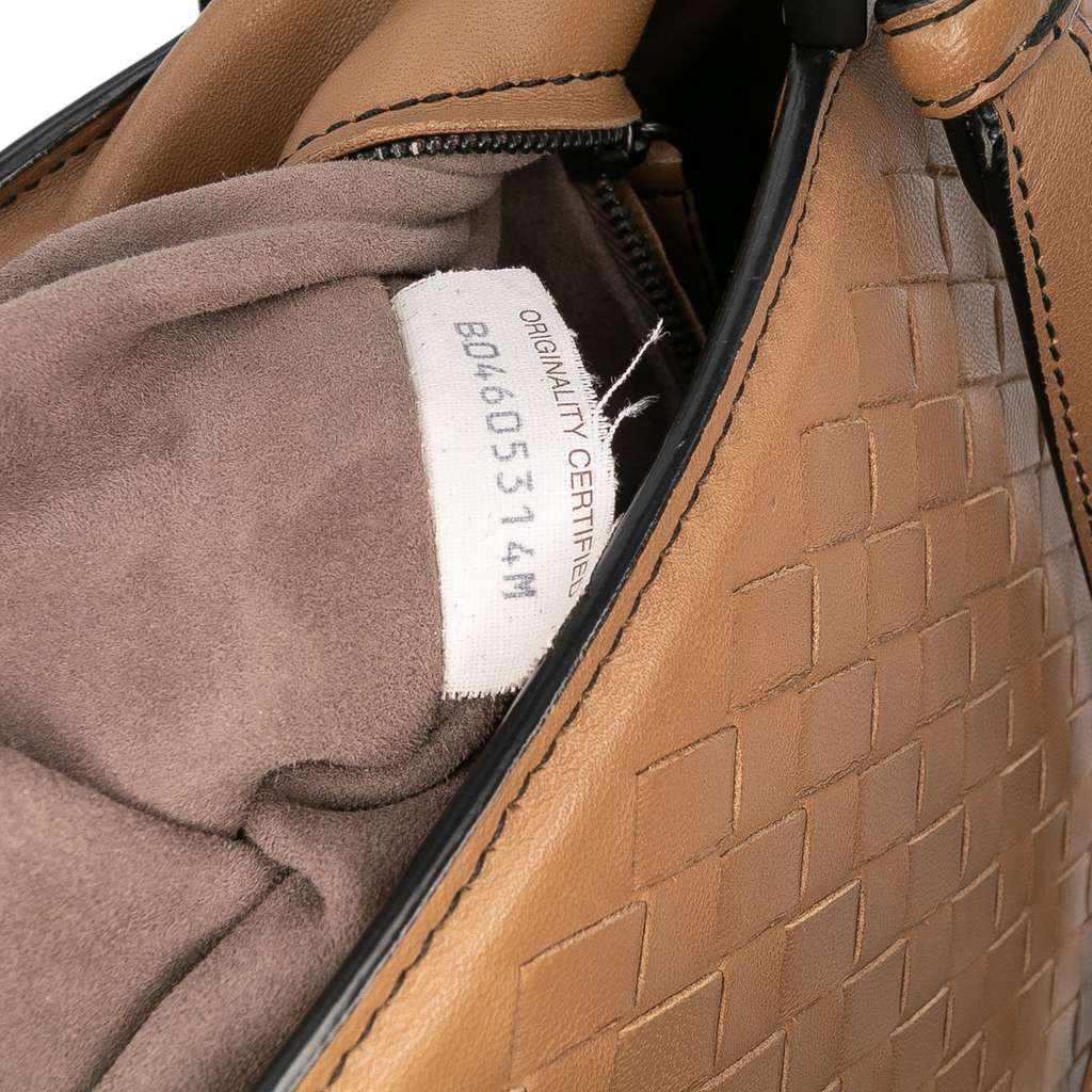 Bottega Veneta Medium Nappa Intrecciato Monaco Satchel Brown Leather Good - Box View