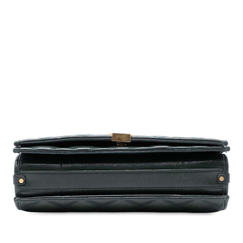 Saint Laurent Small Quilted Lambskin Becky Chain Shoulder Bag Green Leather Good - Inside View
